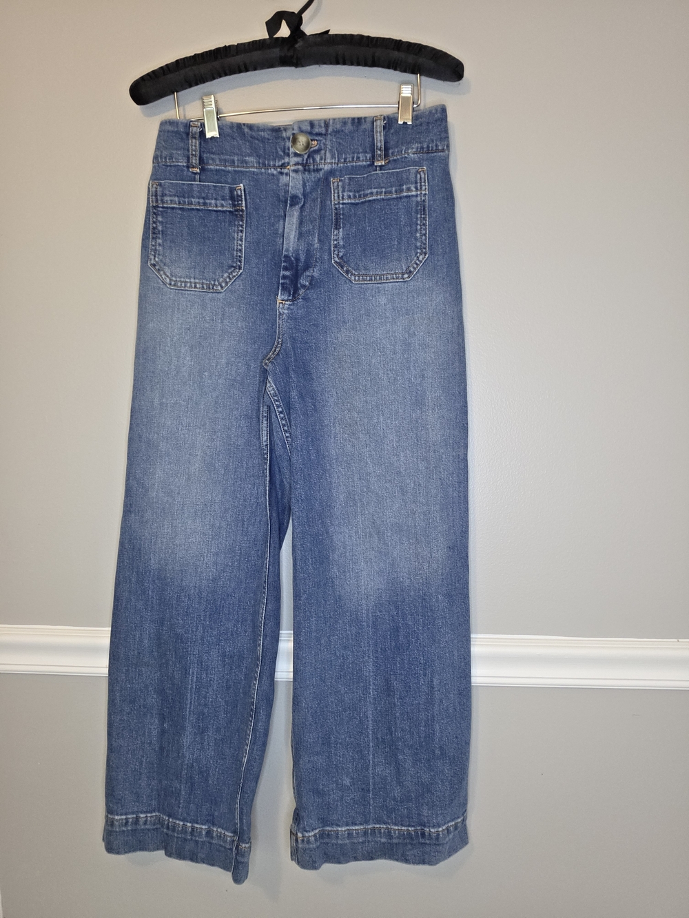 Pilcro Women's Wide-Leg Jeans in Medium Blue Denim